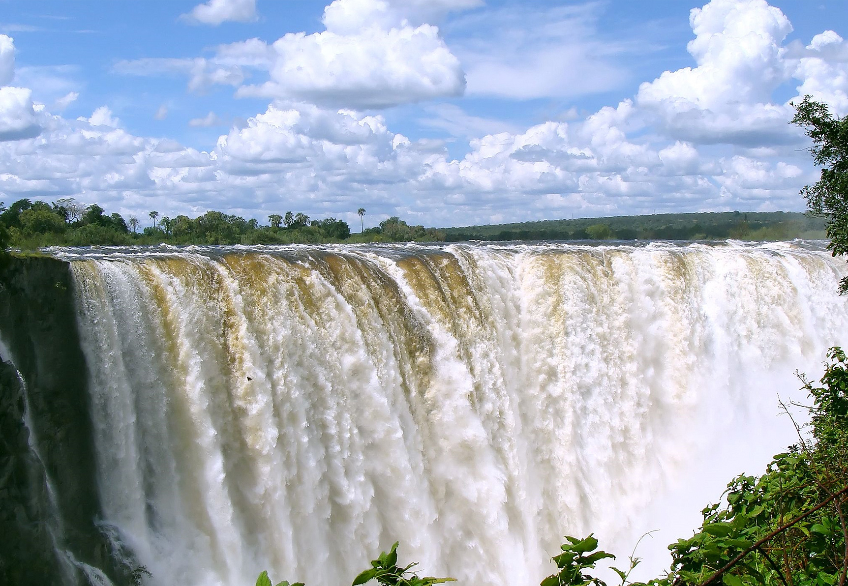 A second panoramic view of Victoria Falls and the flowing Zambezi River