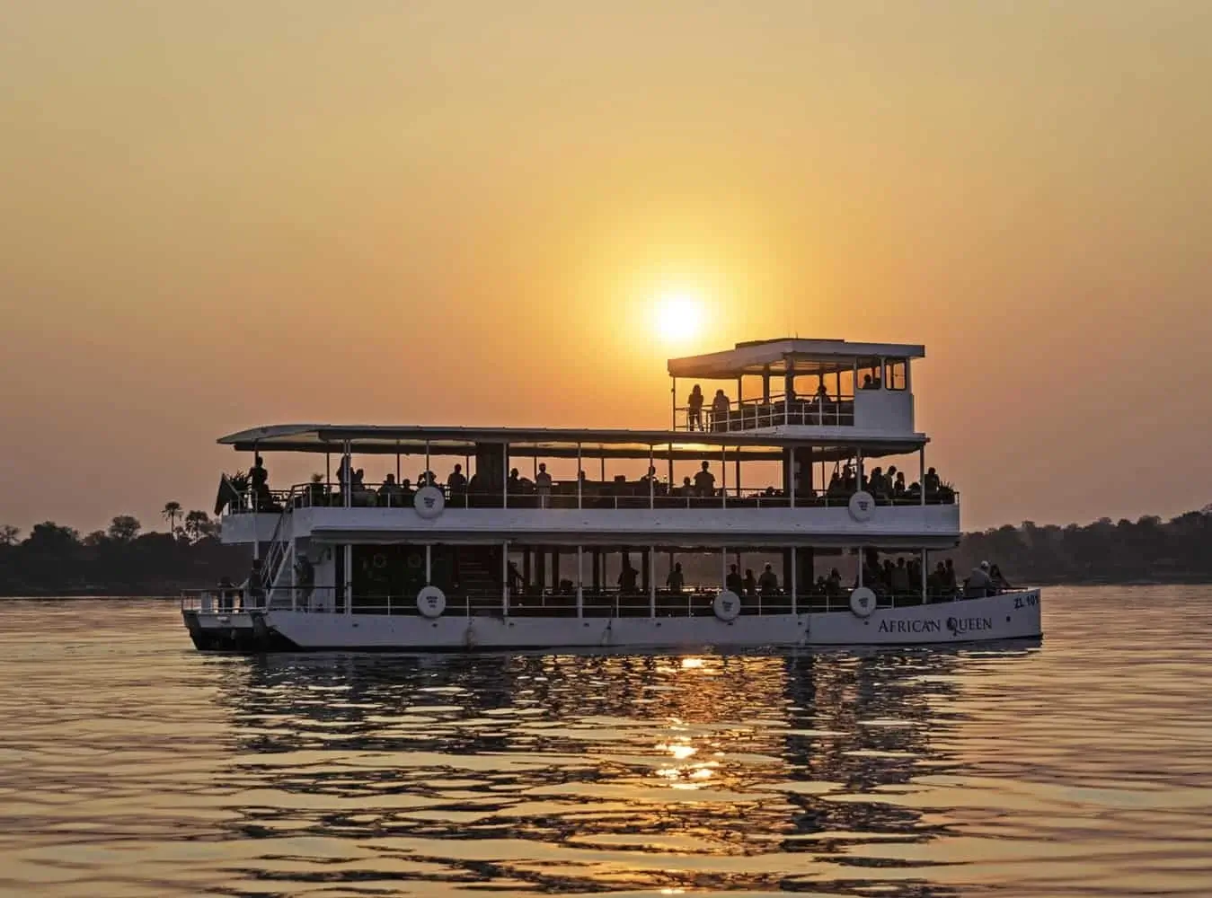 Sunset river cruise on the Zambezi River near Livingstone