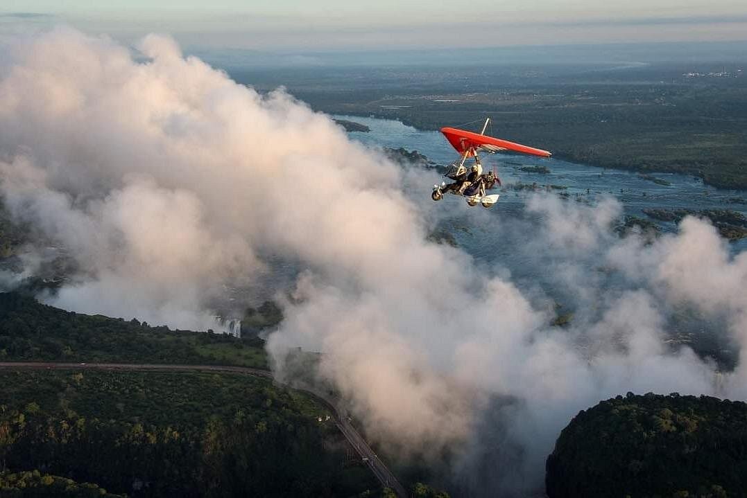 Microlight scenic flight above Victoria Falls and the Zambezi River